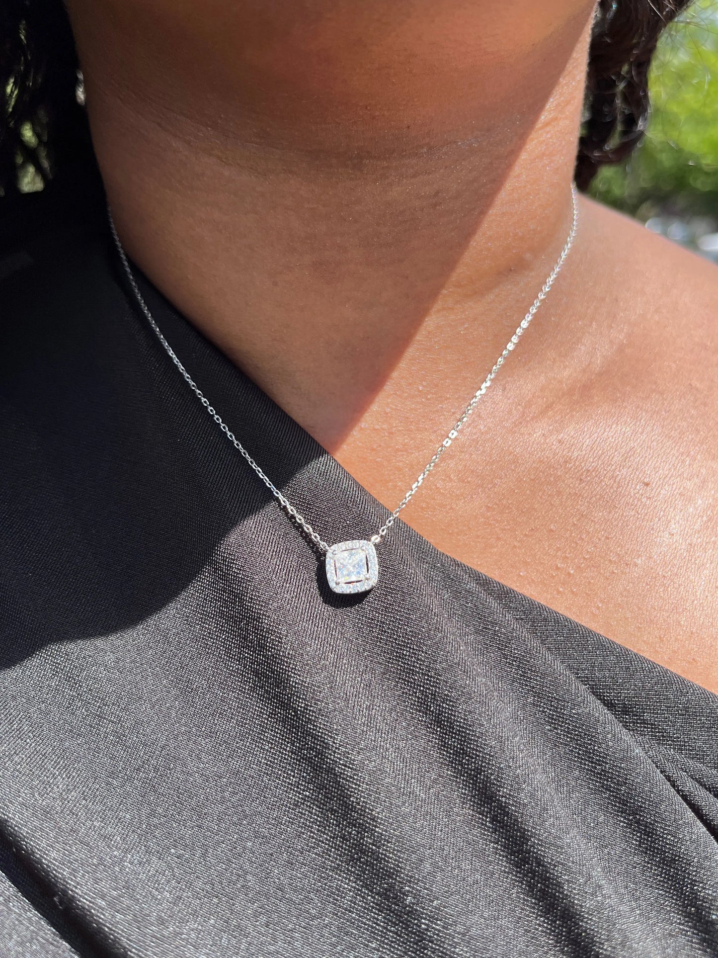 Halo Stone Necklace Merveille Jewelry