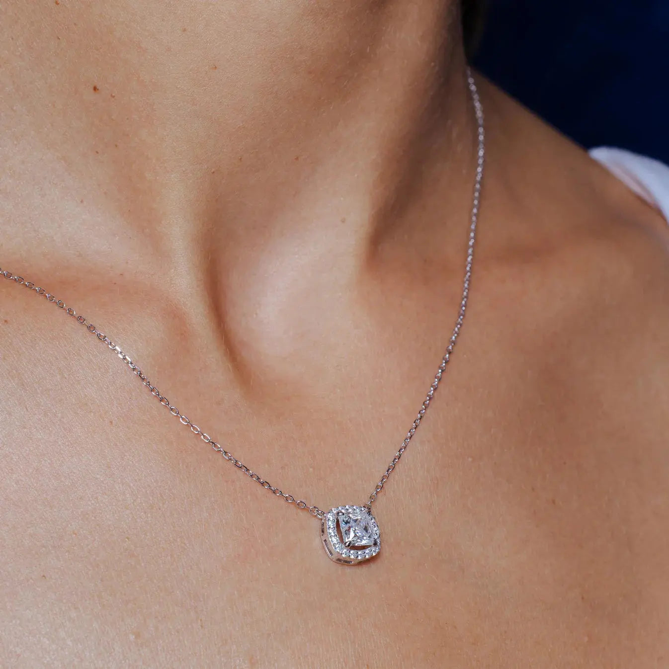 Halo Stone Necklace Merveille Jewelry